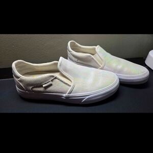 Vans Asher Deluxe Iridescent Slip-On Sneaker Size 8